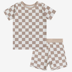 Classic Checkboard Pattern Short Sleeve And Shorts Pajama Set