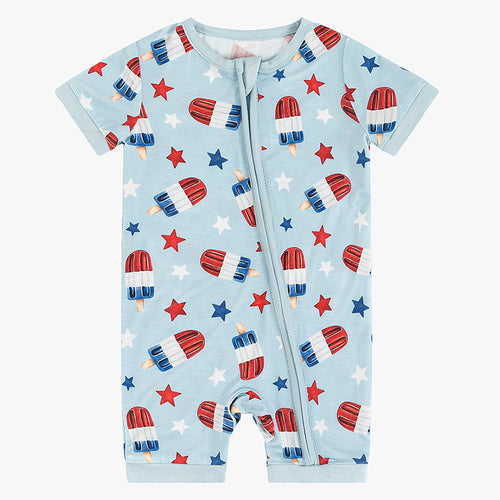 Ice Cream Print Bamboo Baby Shortie Romper for Independence Day