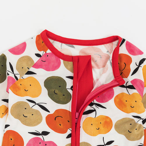 Apple Smile Cartoon Bamboo Zippy Romper