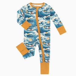 Wave Print Bamboo Zippy Romper for Kids and Toddlers