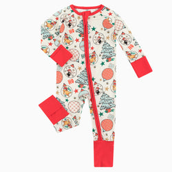 Christmas Tree Bear Print Bamboo Zipper Baby Pajamas