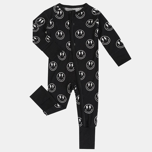 Bamboo Zip Romper | Electric Smiley