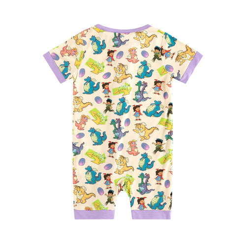 FancyPrince Cartoon Dragon Bamboo Short Zipper Romper Pajamas