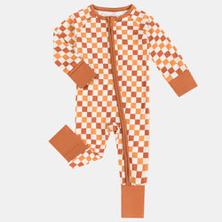 FancyPrince Autumn Checkered Bamboo Zippy Romper