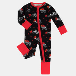 Black Construction Heart Graphic Baby Bamboo Zippy