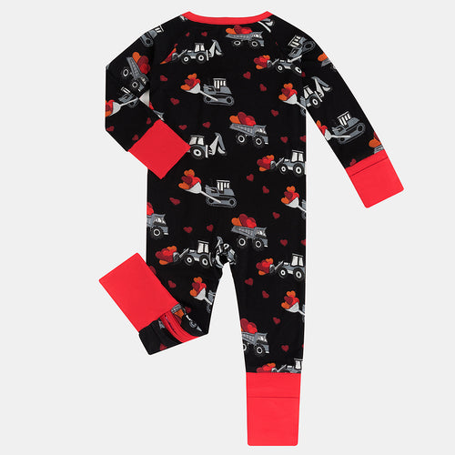 Black Construction Heart Graphic Baby Bamboo Zippy