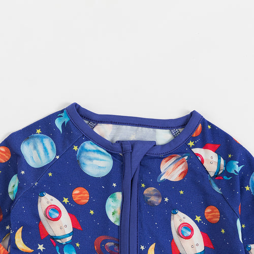 Planet Rocket Allover Print Bamboo Zippered Sleeper