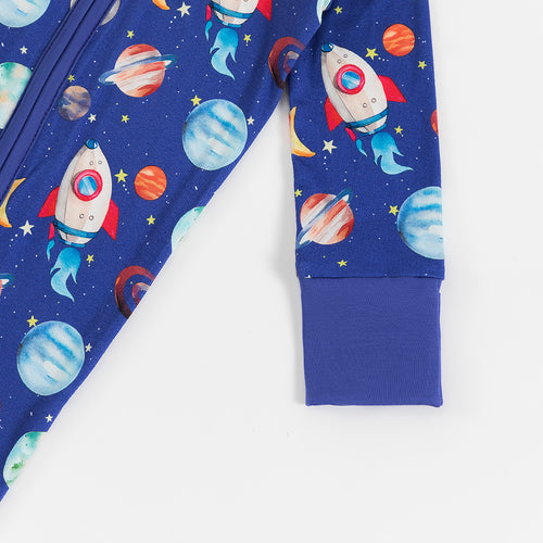 Planet Rocket Allover Print Bamboo Zippered Sleeper