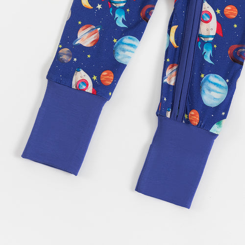 Planet Rocket Allover Print Bamboo Zippered Sleeper