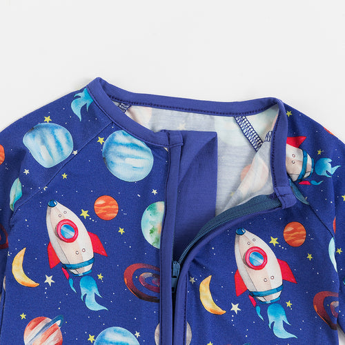 Planet Rocket Allover Print Bamboo Zippered Sleeper