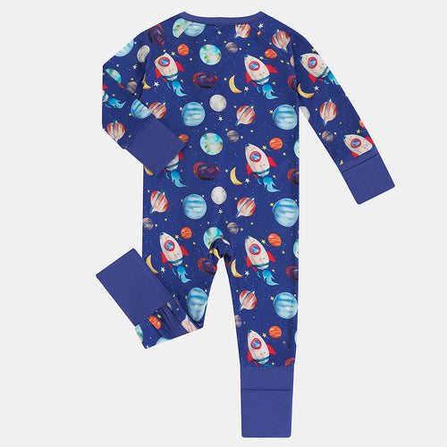 Planet Rocket Allover Print Bamboo Zippered Sleeper