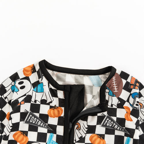 Ghost Football Bamboo Zipper Romper Pajamas