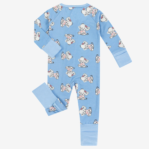 Cartoon Elephant Pattern Bamboo Blue Sleeper