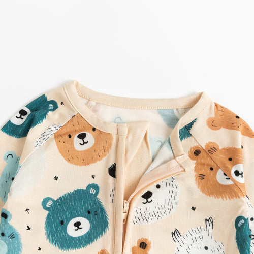 Fluffy Bear Head Print Bamboo Zippy Sleeper