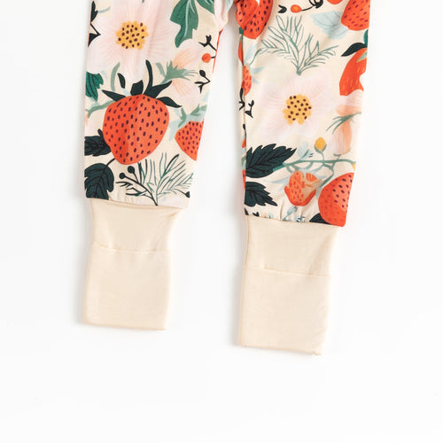 Zippered Romper In Flowers And Strawberries