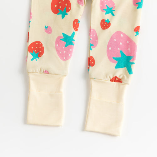 Strawberry Pattern Baby Bamboo Zipper Romper