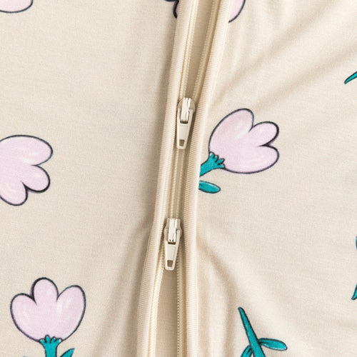 Today's Deals Pink Flower  Bamboo Zipper Baby Pajamas