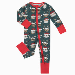 Christmas Animal Head Pattern Zippy Bamboo Sleeper