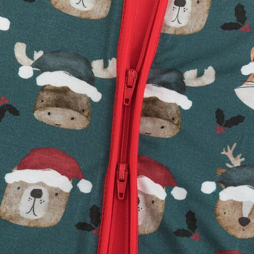 Christmas Animal Head Pattern Zippy Bamboo Sleeper