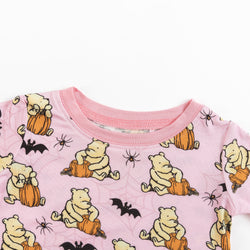 Halloween Bear Pumpkin Print Pink Two-Piece Long Set