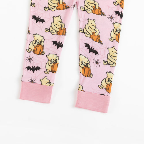 Halloween Bear Pumpkin Print Pink Two-Piece Long Set