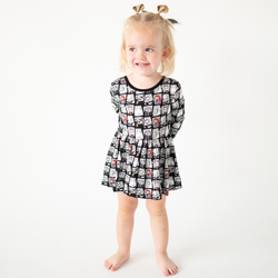King of Halloween Town Long Sleeve Twirl Dress With Bodysuit