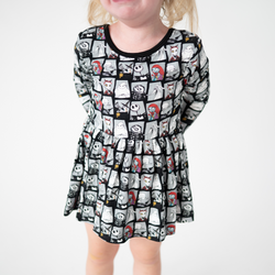 King of Halloween Town Long Sleeve Twirl Dress With Bodysuit