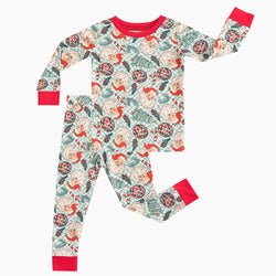 Christmas Santa Claus Plaid Kids Bamboo Two-Piece Pajama Set