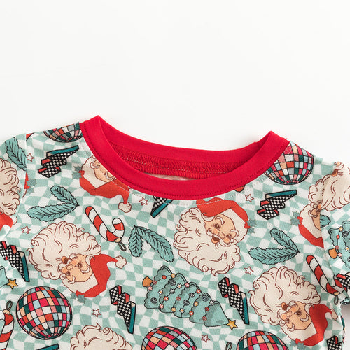 Christmas Santa Claus Plaid Kids Bamboo Two-Piece Pajama Set
