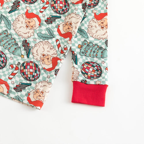 Christmas Santa Claus Plaid Kids Bamboo Two-Piece Pajama Set