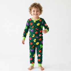 Bountiful Fruit Cherry and Banana Nighttime Kids Two-Piece Pajama Set