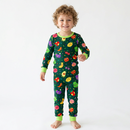 Bountiful Fruit Cherry and Banana Nighttime Kids Two-Piece Pajama Set
