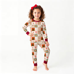 Christmas Western Patchwork Kids Bamboo Two-Piece Pajama Set