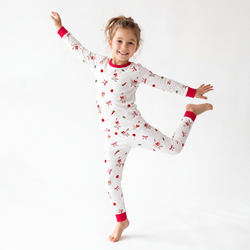 Christmas Country Goose and Bows Kids Bamboo Two-Piece Pajama Set