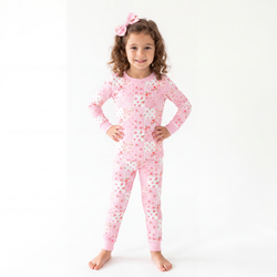 Sweet Floral Quilt Kids Bamboo Two-Piece Pajama Set