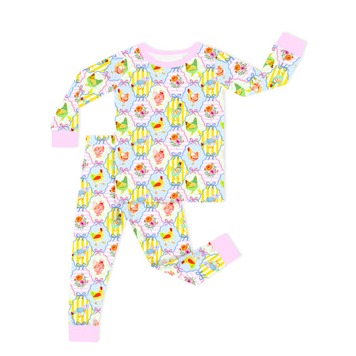 Pastel Country Coop Kids Bamboo Two-Piece Pajama Set