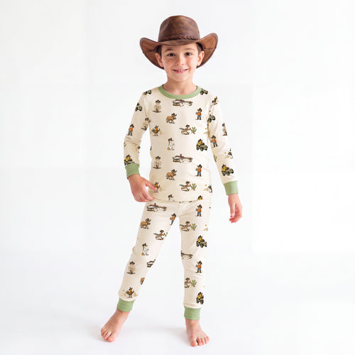 Yeehaw Critters Sage Kids Bamboo Two-Piece Pajama Set