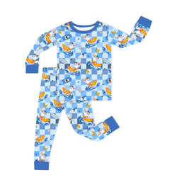 Surf's Up Sharks Royal Blue Kids Bamboo Two-Piece Pajama Set