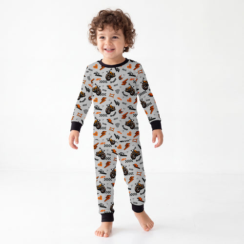 Vintage Motorcycle Braaap Kids Bamboo Two-Piece Pajama Set