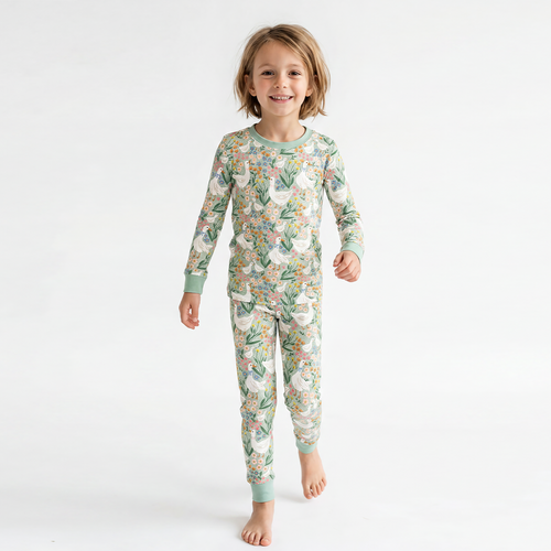 Daisy Goose Garden Meadow Floral Kids Two-Piece Pajama Set
