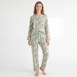 Daisy Goose Garden Meadow Floral Print Bamboo Women's Pajamas Set