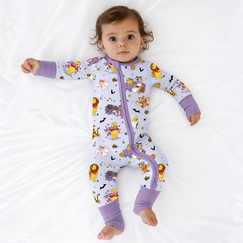 Halloween Bear Pumpkin Bat Bamboo Zipper Romper Pajamas