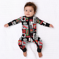 Halloween Spooky Skate Patchwork Bamboo Zipper Romper Pajamas