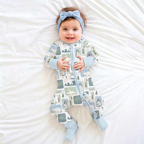 Fancyprince Winter Polar Animals Bamboo Zipper Romper Pajamas