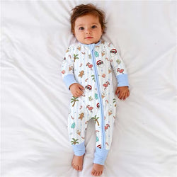 Christmas Tropical Holiday Bamboo Zipper Romper Pajamas