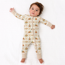 Christmas Gingerbread Village Bamboo Zipper Romper Pajamas