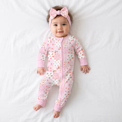 Sweet Floral Quilt Bamboo Zipper Romper Pajamas