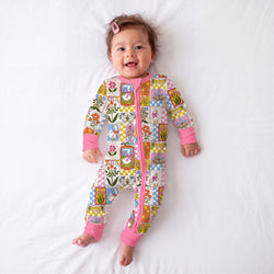Vintage Goose Garden Bamboo Zipper Romper Pajamas