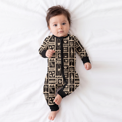 Retro Surf Waves Bamboo Zipper Romper Pajamas