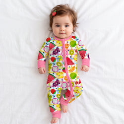 Tutti Frutti Plaid Bamboo Zipper Romper Pajamas